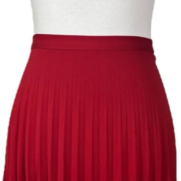 Mix It Midi Skirt Knife Pleated A-line Stretch Red Women’s Size 14 Tall - Picture 6 of 9